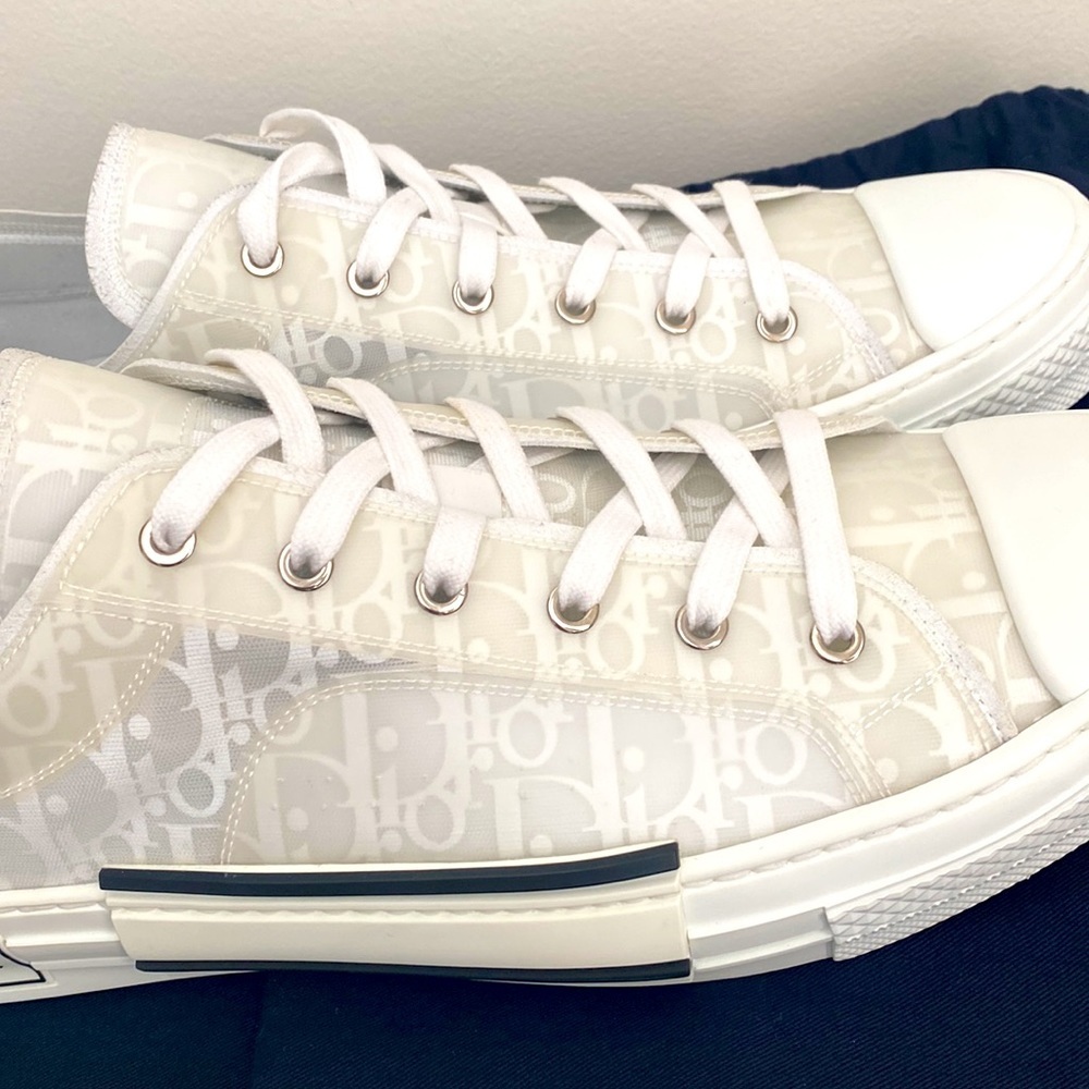 Dior White Oblique Canvas B23 Low-Top Sneaker Size 16 - Picture 4 of 12